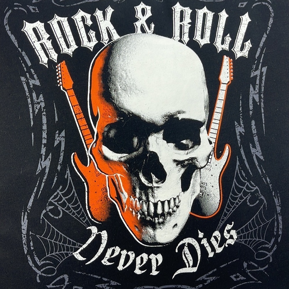 Homemade brand new T-shirt accent pillow. Rock and roll skull Halloween orange - Picture 3 of 8